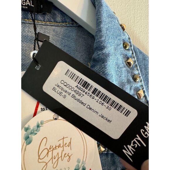 Nasty Gal jacquard studded denim jacket small NWT - Picture 6 of 7